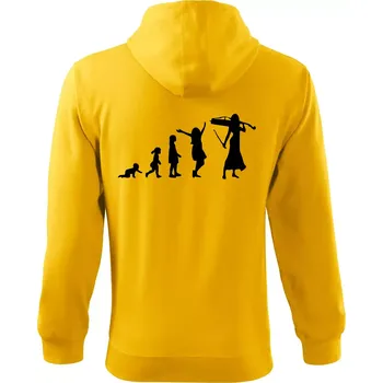 Pánská mikina Evoluce cellistka - Mikina s kapucí na zip trendy zipper - 2XL ( Žlutá )