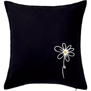 Polštář Kopretina - dole na výšku - Polštář 50x50 - 50x50 - Pouze potah ( Černá )