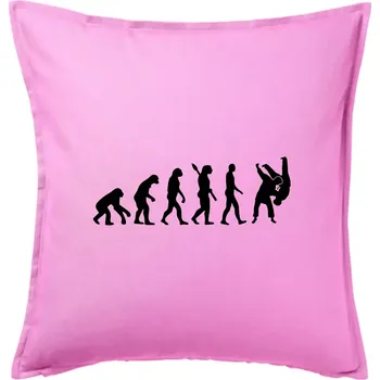 Polštář Judo Evoluce boj - Polštář 50x50 - 50x50 - Včetně výplně ( Růžová )