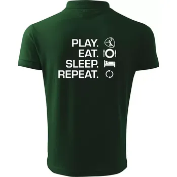 Pánská košile Play Eat Sleep Repeat házená - Polokošile pánská Pique Polo 203 - 4XL ( Lahvově zelená )
