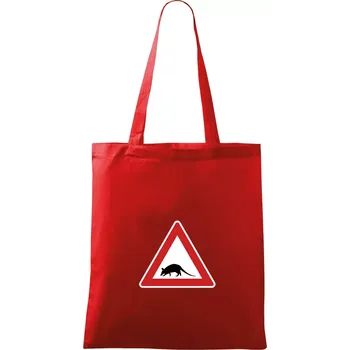 Nákupní taška Dopravní značka - krysa - Taška bavlněná - 42 x 38 cm ( Červená )