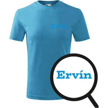 Tyrkysové dětské tričko Ervín - dětské tričko se jménem - barva tyrkysová - velikost 12let