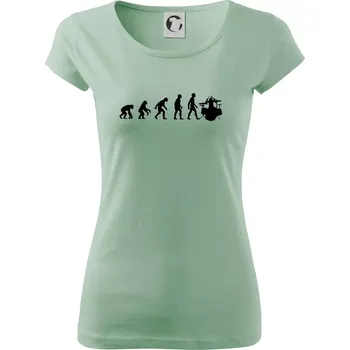 Dámské tričko Evoluce bubeník - Dámské triko Pure - XS ( Sage )