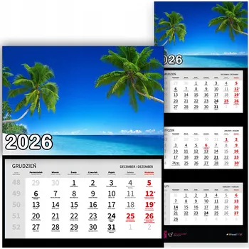 Kalendář Nástěnný Kalendář Trojdílný 2026 SKRYTÉ JEZERO Do Kanceláře Jako Dárek Vzory