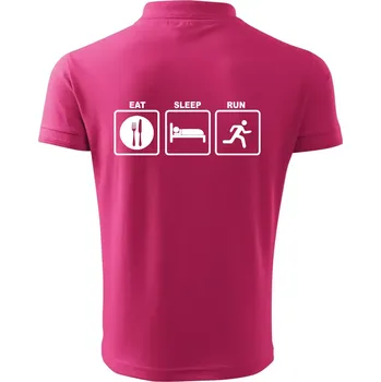 Pánská košile Eat sleep run čtverce - Polokošile pánská Pique Polo 203 - M ( Purpurová )