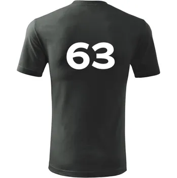 Pánská móda Grafitové tričko s číslem 63 - na fotbal - fotbalové tričko - barva antracit - velikost XXXL