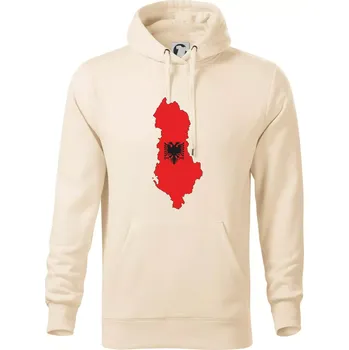 Pánská mikina Albánie mapa a znak - Mikina pánská Cape s kapucí - 5XL ( Mandlová )