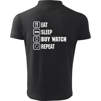 Pánská košile Eat sleep buy watch reapeat - Polokošile pánská Pique Polo 203 - 4XL ( Dřevěné uhlí )