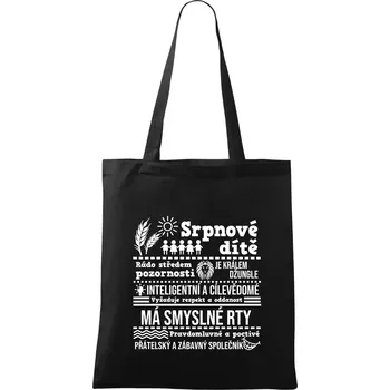 Narozeniny srpen - Taška bavlněná - 42 x 38 cm ( Černá )