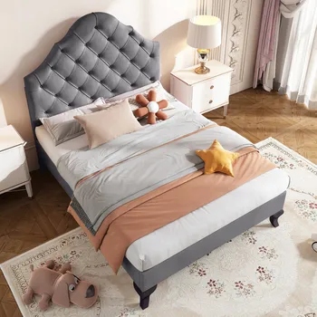 Postel Jednolůžková dřevěná postel Arhatreya 90x200 cm šedá