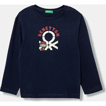 Chlapecké tričko Dětské bavlněné tričko s dlouhým rukávem United Colors of Benetton 3I1XG10F2.P.reproposed námořnická modř 59X, vel. 104