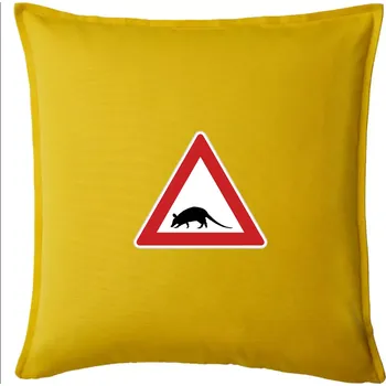 Polštář Dopravní značka - krysa - Polštář 50x50 - 50x50 - Pouze potah ( Žlutá )