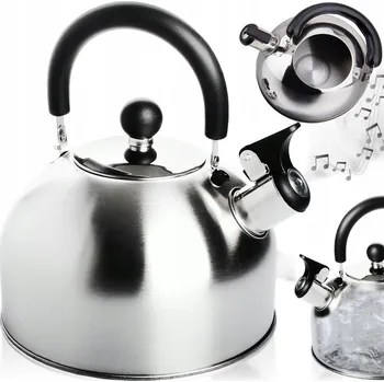 Konvice na čaj Konvice pro vaření na vodě s píšťalkou nerezová ocel 2,5 l stříbrná