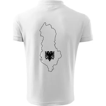 Pánská košile Albánie obrys mapa - Polokošile pánská Pique Polo 203 - 4XL ( Bílá )