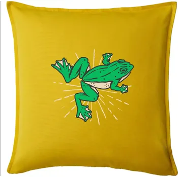 Polštář Žába zelená kreslená - Polštář 50x50 - 50x50 - Pouze potah ( Žlutá )
