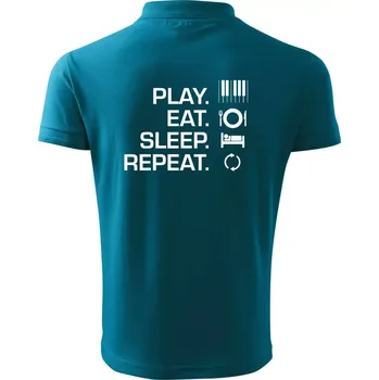 Pánská košile Play eat sleep piano - Polokošile pánská Pique Polo 203 - 4XL ( Tmavý tyrkys )