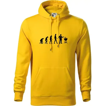 Pánská mikina Evoluce Grilování - Mikina pánská Cape s kapucí - 4XL ( Žlutá )