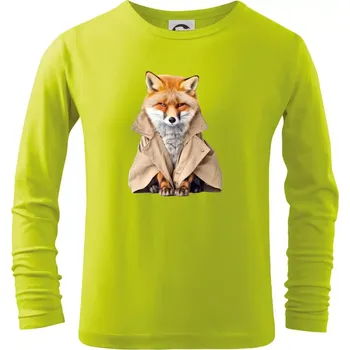 Dětská móda Liška v kabátu - Triko dětské Long Sleeve - 122 cm/6 let ( Limetková )