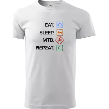 Pánské tričko Eat sleep MTB repeat - Triko extra velké (5-8XL) - 8XL ( Bílá )
