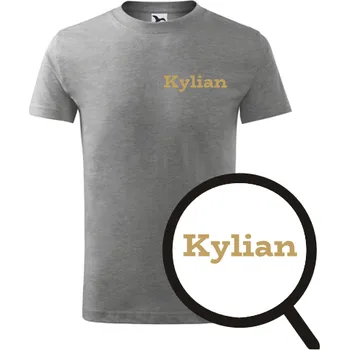 Chlapecké tričko Šedé dětské tričko Kylian - dárek pro malého fotbalistu - fotbalový dárek - barva šedá - velikost 8let