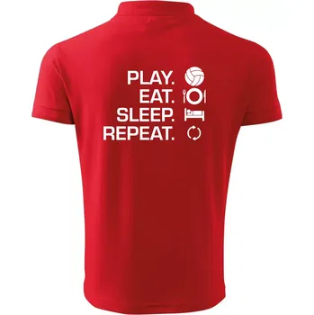 Pánská košile Play Eat Sleep Repeat volejbal - Polokošile pánská Pique Polo 203 - 3XL ( Červená )