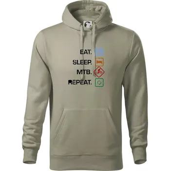 Pánská mikina Eat sleep MTB repeat - Mikina pánská Cape s kapucí - 4XL ( Light khaki )