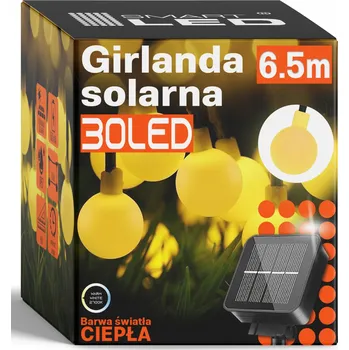 Venkovní osvětlení Solární zahradní girlanda, solární světýlka, 30x LED žárovka na balkon, 6M, IP67