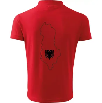 Pánská košile Albánie obrys mapa - Polokošile pánská Pique Polo 203 - 5XL ( Červená )