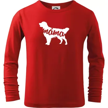 Chlapecké tričko Zlatý retrívr máma obrys - Triko dětské Long Sleeve - 122 cm/6 let ( Červená )
