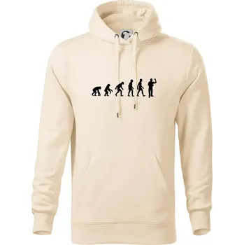 Pánská mikina Evoluce šipky - Mikina pánská Cape s kapucí - XL ( Mandlová )