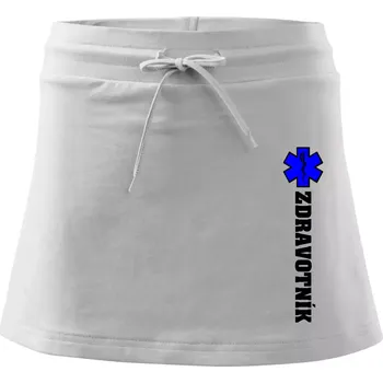 Dámská sukně Hvězda života - zdravotník - Sportovní sukně - two in one - M ( Bílá )