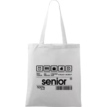 Čárový kód senior - Taška bavlněná - 42 x 38 cm ( Bílá )