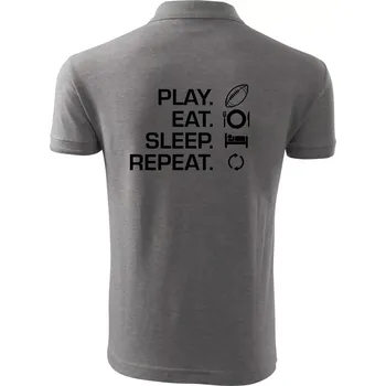 Pánská košile Play Eat Sleep Repeat americký fotbal - Polokošile pánská Pique Polo 203 - 4XL ( Tmavě šedý melír )