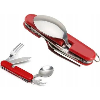 Příbor TURISTICKÁ NEZBYTNOST SKLÁDACÍ LŽÍCE NŮŽ VIDLIČKA OTVÍRÁK OCEL NŮŽ