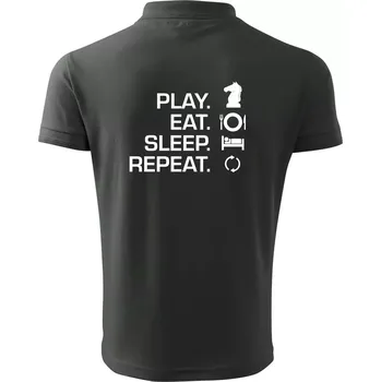Pánská košile Eat sleep play - šachy - Polokošile pánská Pique Polo 203 - 3XL ( Tmavá břidlice (šedá se zeleným nádechem) )