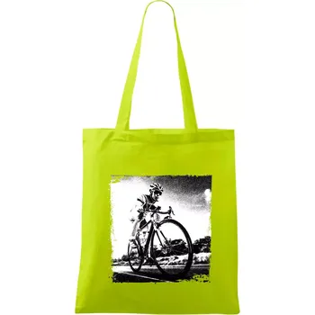 Cyklista černobílá cesta - Taška bavlněná - 42 x 38 cm ( Limetková )