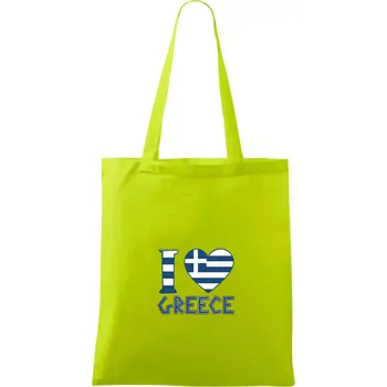 I love Greece - Taška bavlněná - 42 x 38 cm ( Limetková )