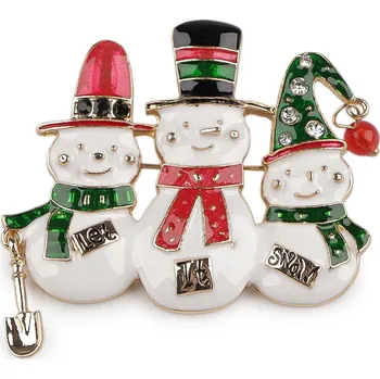 Šperk Brož sobi na bruslích, sněhuláci, barva 1 bílá sněhulák