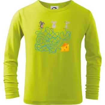 Chlapecké oblečení Myší cesta hlavolam - Triko dětské Long Sleeve - 122 cm/6 let ( Limetková )