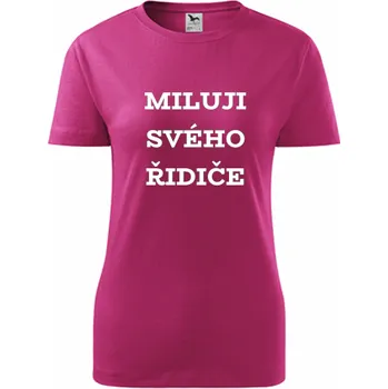 Purpurové dámské tričko Miluji svého řidiče - barva purpurová - velikost M