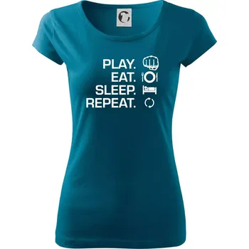 Dámské oblečení MMA eat sleep repeat - Dámské triko Pure - L ( Petrolejová )