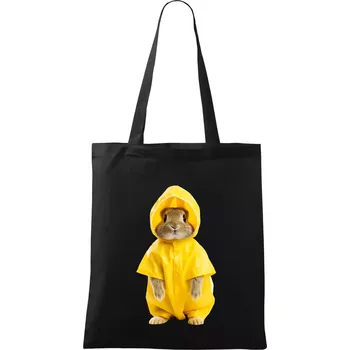 Nákupní taška Králík v pláštěnce - Taška bavlněná - 42 x 38 cm ( Černá )
