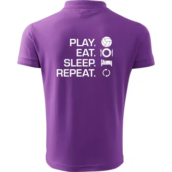 Pánská košile Play Eat Sleep Repeat volejbal - Polokošile pánská Pique Polo 203 - 4XL ( Fialová )