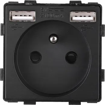 Elektrická zásuvka MODUL ZÁSUVKA SKLENĚNÁ JEDNODUCHÁ 2x USB-A ZÁSUVKA 16A
