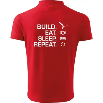 Pánská košile Build eat sleep repeat - montážní pěna - Polokošile pánská Pique Polo 203 - 2XL ( Červená )