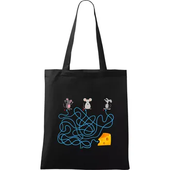 Myší cesta hlavolam - Taška bavlněná - 42 x 38 cm ( Černá )