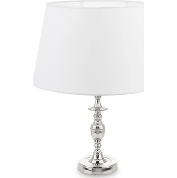 Lampička Stolní lampa stříbrná s bílým stínidlem 60 W