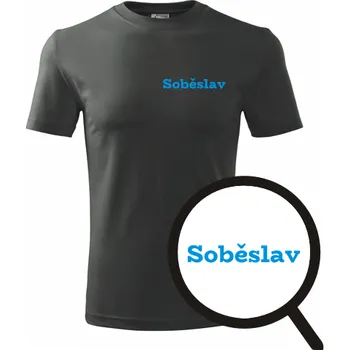 Pánské tričko Grafitové tričko Soběslav - tričko se jménem - barva antracit - velikost L