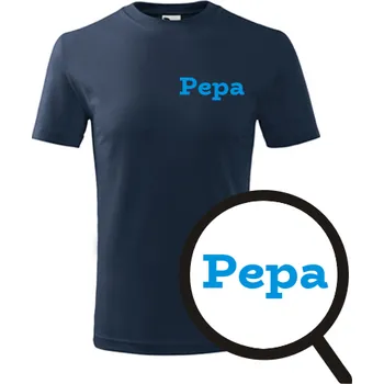 Chlapecké tričko Tmavě modré dětské tričko Pepa - dětské tričko se jménem - barva tmavě modrá - velikost 8let