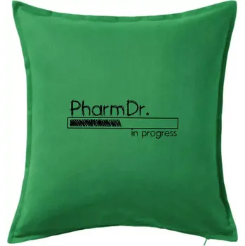 Polštář In progress titul PharmDr. doktor / doktorka farmacie - Polštář 50x50 - 50x50 - Včetně výplně ( Středně zelená )